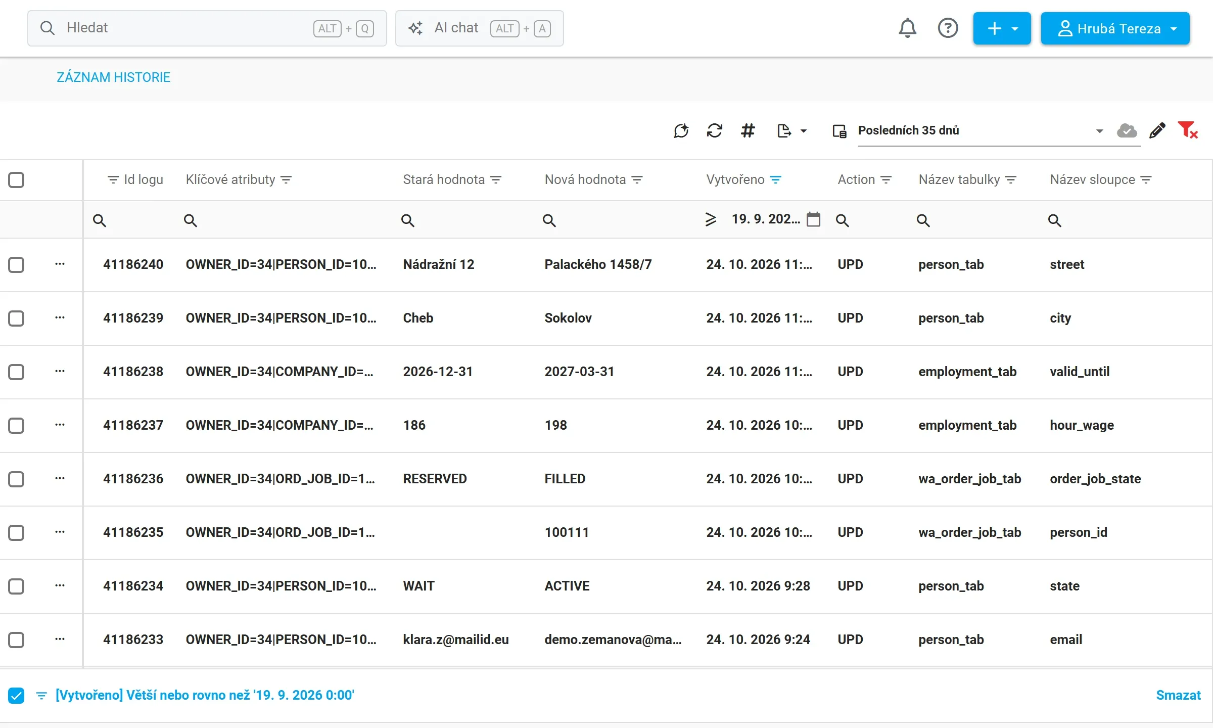 Evidence změn a řízení přístupů ve Stafiu